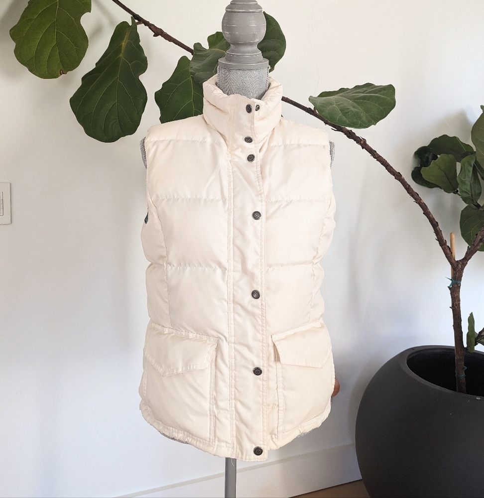 Roots Cream Puffer Vest with Turquoise Detail